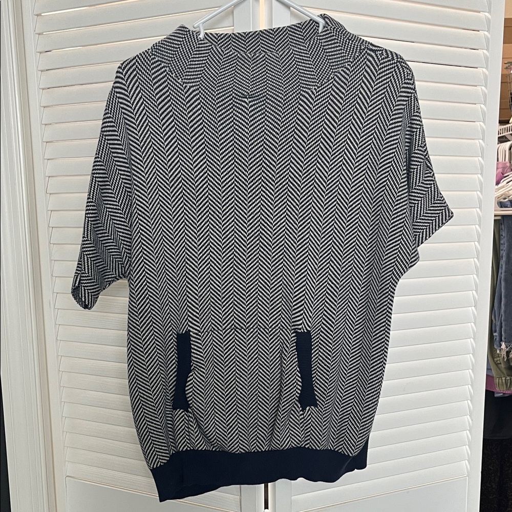 Navy and White Hope & Henry Women's Cowl Neck Sweater